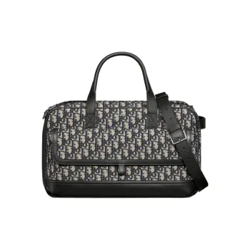 DIOR Hit The Road Oblique Print Patchwork Smooth Cow Leather Pet Bag Handbag Unisex Beige/Black