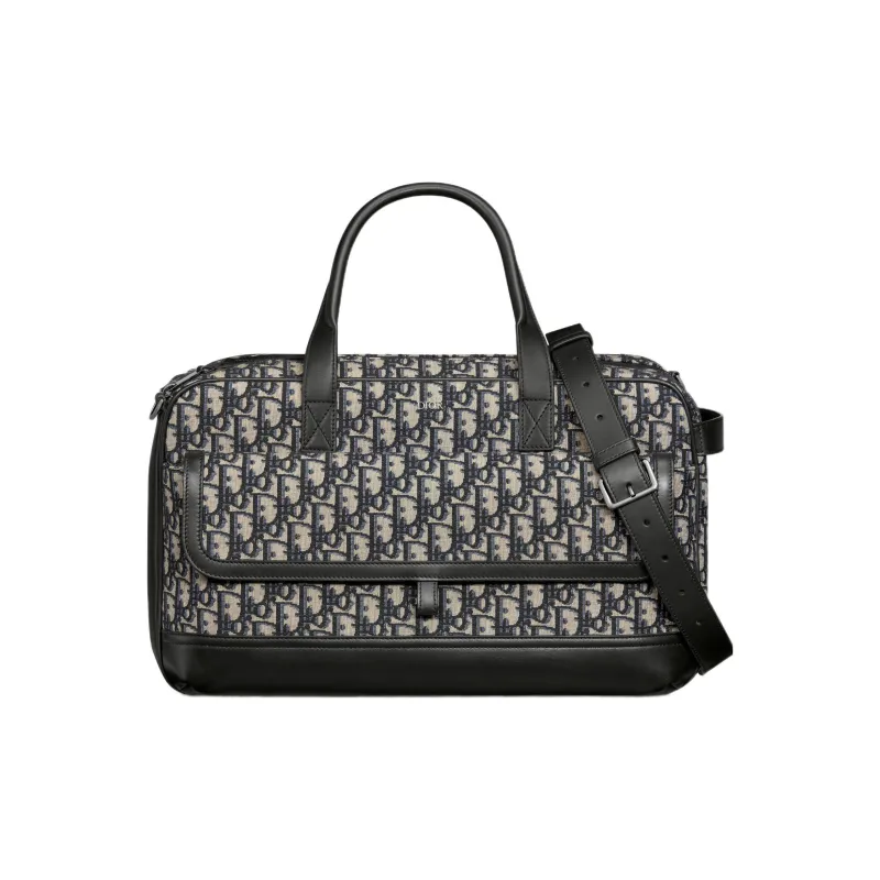 DIOR Hit The Road Oblique Print Patchwork Smooth Cow Leather Pet Bag Handbag Unisex Beige/Black-0