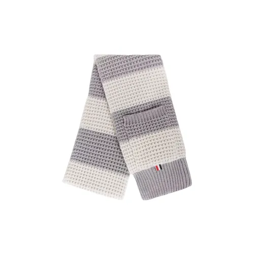 THOM BROWNE Knit Scarves Women's Gray/Ecru