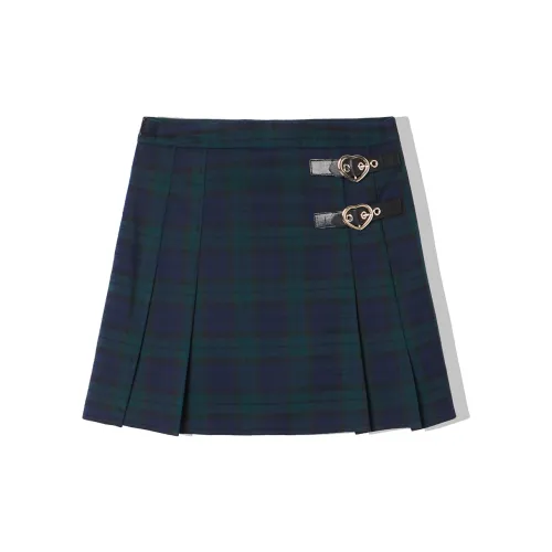 LA CRAWFISH Casual Short Skirts Women's Blue/Green Plaid