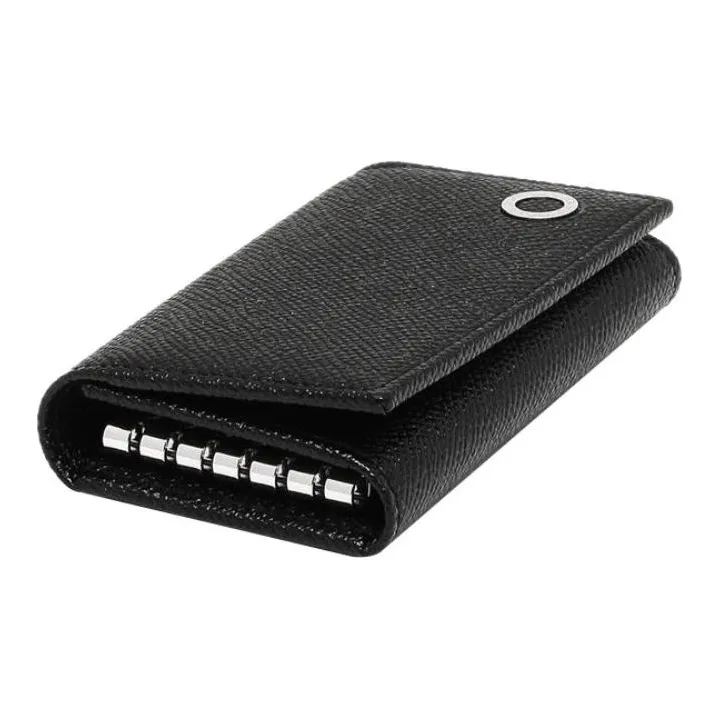 BVLGARI Grain Calfskin Key Pouch Men's Black-1