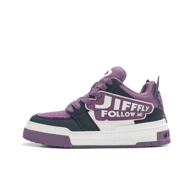 Jifffly Anti Slip And Wear Resistant Height Increasing Low Top Skateboard Shoes Unisex Purple Gray-1
