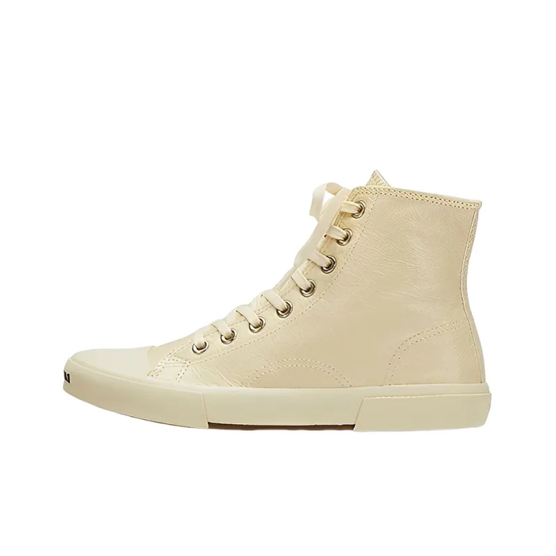 Balenciaga Paris High Top Sneakers 'Beige Leather And Beige Rubber'-0