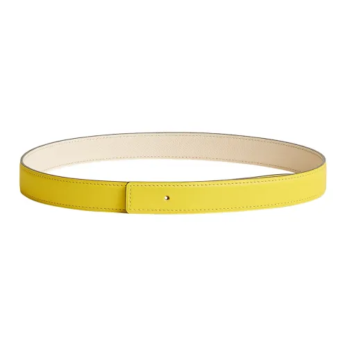 HERMES Leather Belts Women's Yellow/Beige