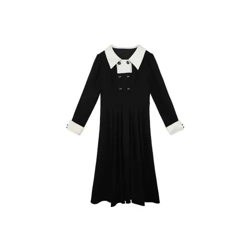 BSEVENI Long-Sleeved Dresses Women's Black