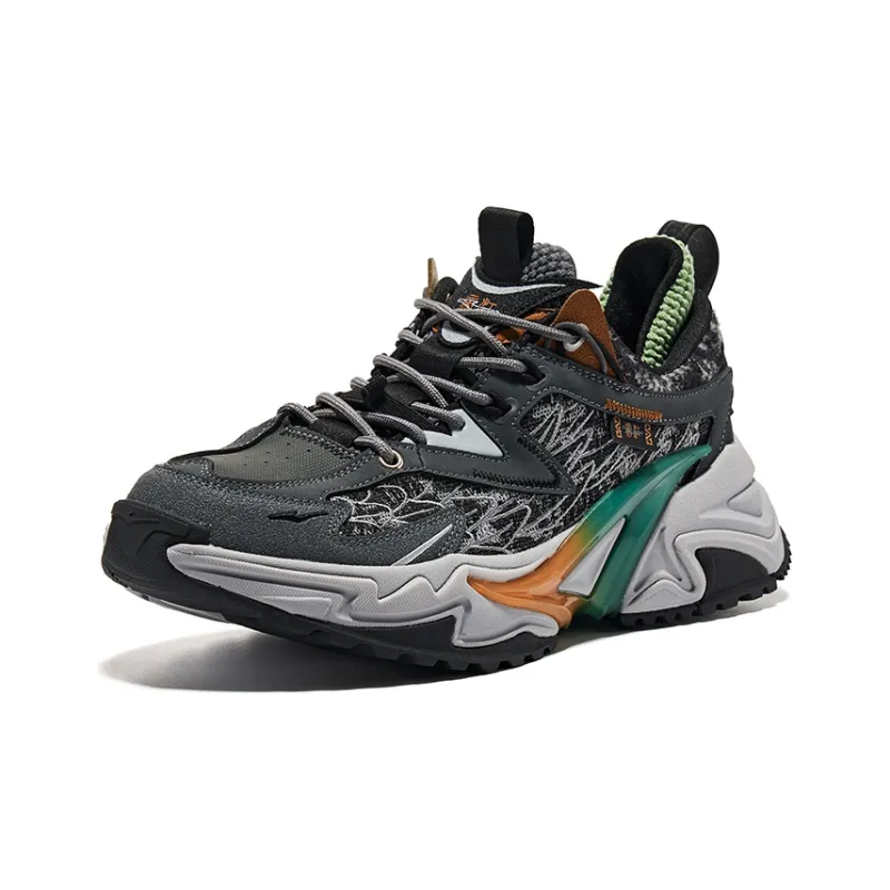 Erke Dijiang Anti Slip Wear Resistant Low Top Running Shoes Men's Gray Black-2