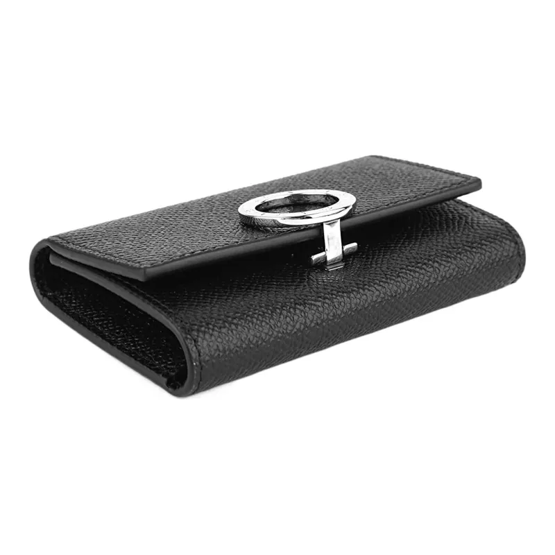 BVLGARI Bulgari Clip Calfskin Key Pouch Unisex Black-3