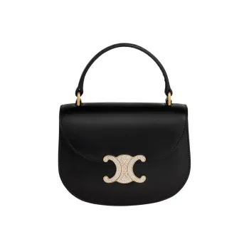 CELINE BesaceTriomphe Shiny Cow Leather Shoulder Bag Crossbody Bag Handbag Mini Women's Black