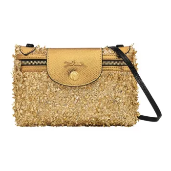 LONGCHAMP Le Pliage Canvas Shoulder Bag Crossbody Bag Mini Women's Metal Gold