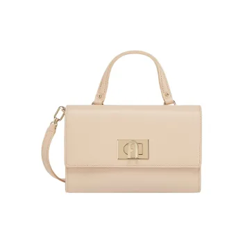 Furla 1927 Collection Textured Leather Handbag, Shoulder Bag, Crossbody Bag Large Size Women's Pink