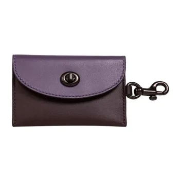 COACH Card Case Grained Leather Card Clip Card Holder Mini Women's Lavender Purple