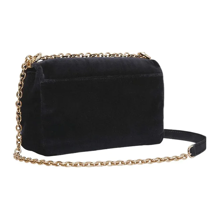 Furla 1927 Collection Velour Shoulder Bag Crossbody Bag Mini Women's Black-2