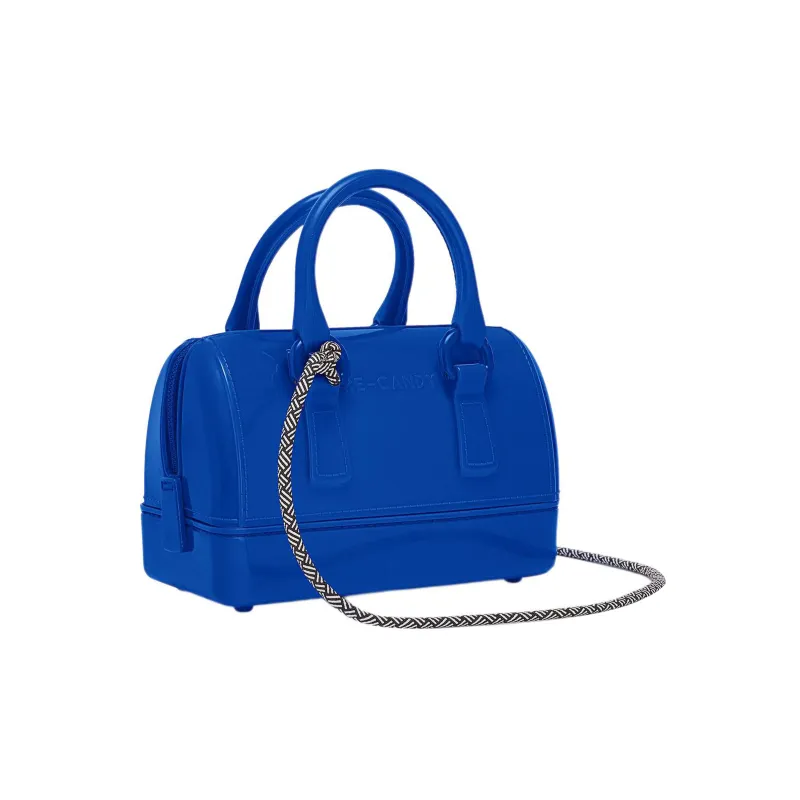 Furla Candy Fabric Boston Bag Shoulder Bag Crossbody Bag Handbag Mini Women's Klein Blue-2