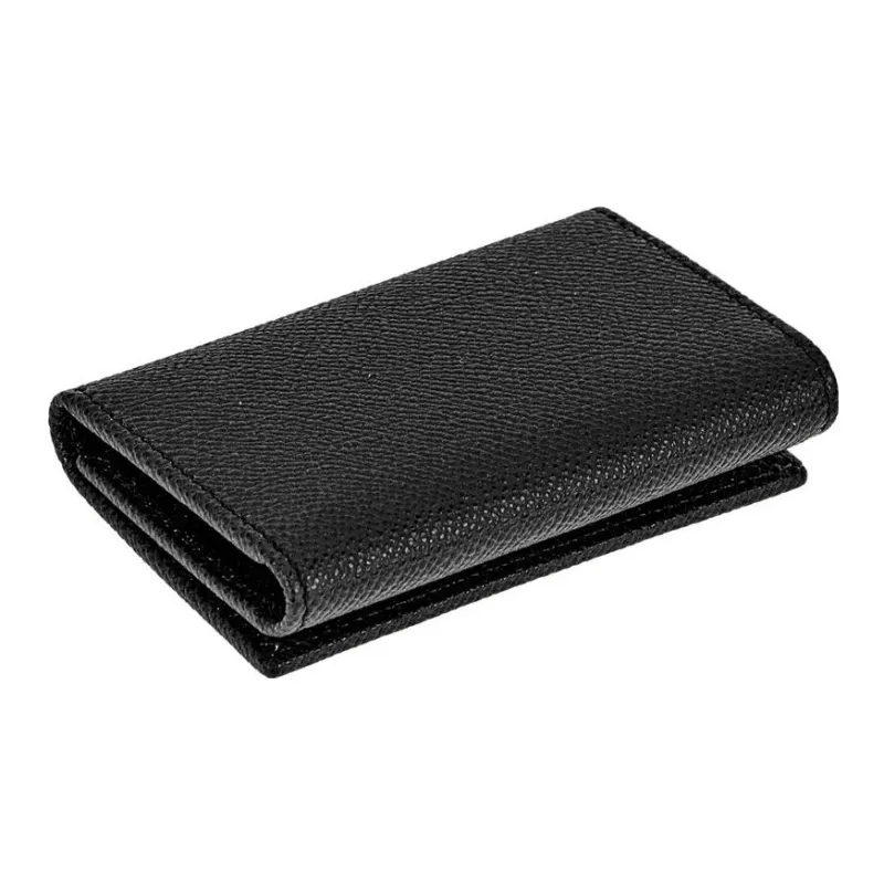 BVLGARI Grain Calfskin Key Pouch Men's Black-4