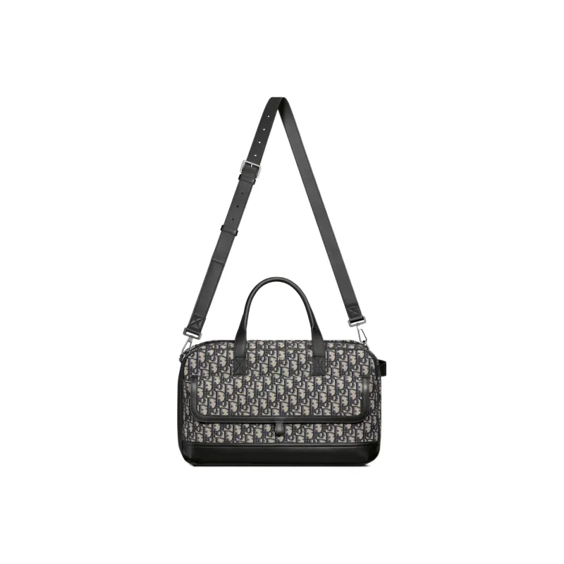 DIOR Hit The Road Oblique Print Patchwork Smooth Cow Leather Pet Bag Handbag Unisex Beige/Black-5