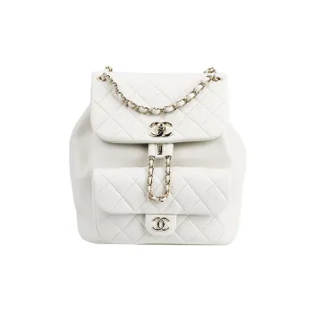 CHANEL Duma23C Spring Cow Leather Backpack Tubas Women's White