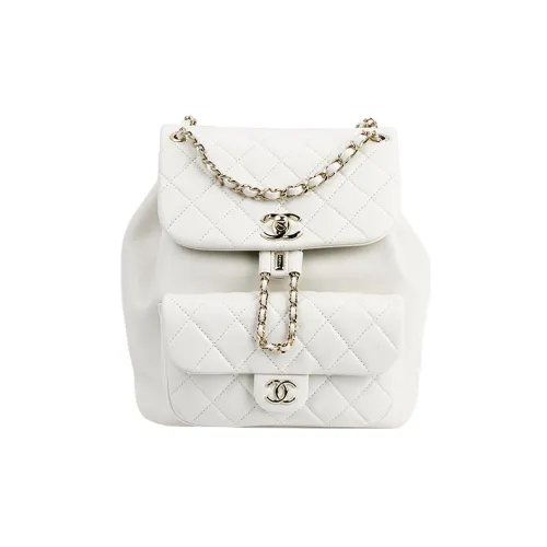 CHANEL Duma23C Spring Cow Leather Backpack Large Size Women's White