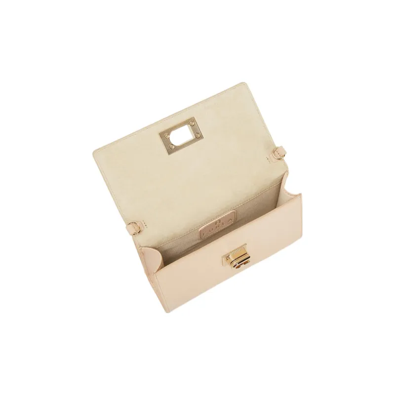 Furla 1927 Collection Textured Leather Handbag, Shoulder Bag, Crossbody Bag Large Size Women's Pink-3