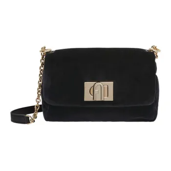 Furla 1927 Collection Velour Shoulder Bag Crossbody Bag Mini Women's Black