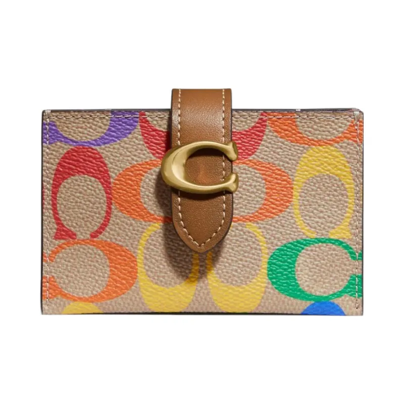 COACH Pride Canvas With Calfskin Clutch Card Holder Mini Women's Brown-0