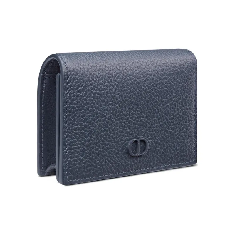 DIOR Grained Calfskin Business Card Holder Zero Wallet Card Holder Men's Navy-2