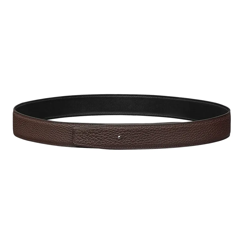HERMES Togo Cow Leather Belts Women's Dark Chocolate Width 3.2cm-1