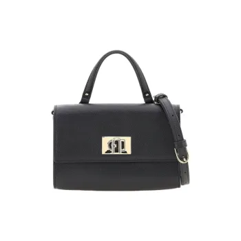 Furla 1927 Collection Textured Leather Shoulder Bag, Crossbody Bag, Handbag Tubas Women's Black