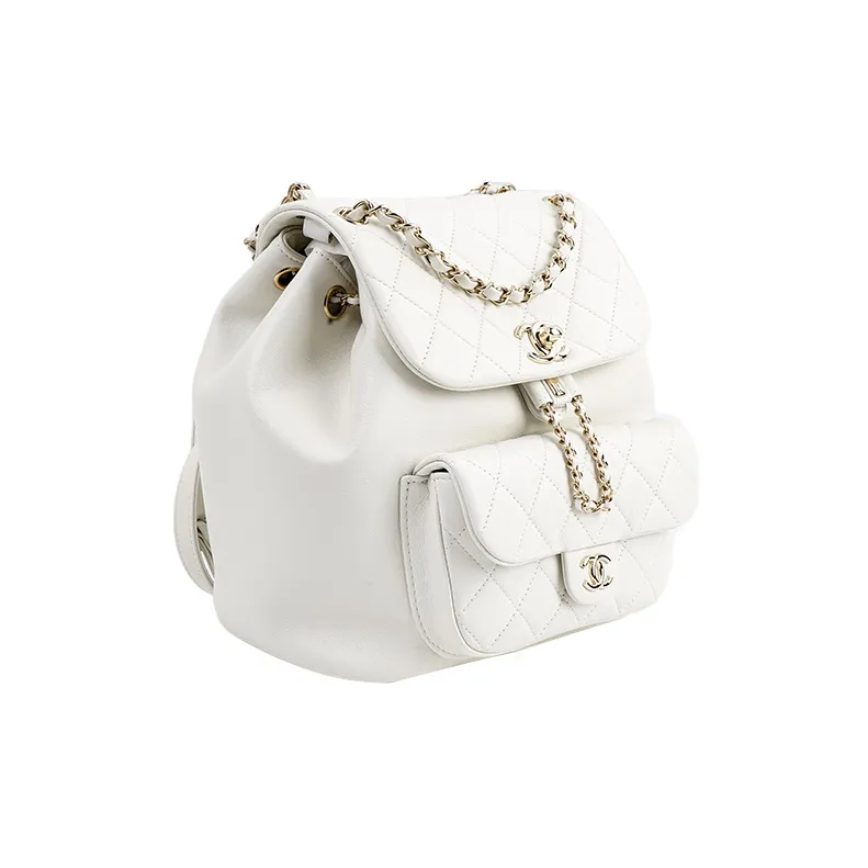 CHANEL Duma23C Spring Cow Leather Backpack Tubas Women's White-1