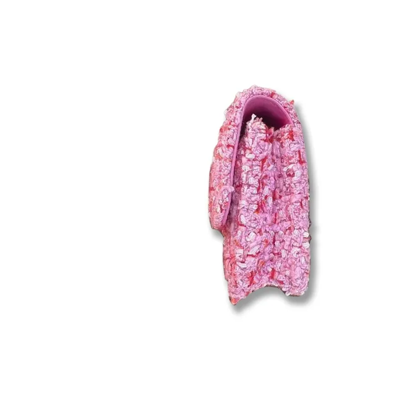 CHANEL Cow Leather With Woolen Fabric Fanny Pack, Shoulder Bag, Crossbody Bag Mini Women's Pink-2