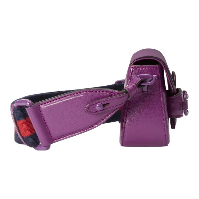 GUCCI Horsebit 1955 Leather Shoulder Bag, Crossbody Bag, Handbag Extra Mini Women's Purple-5