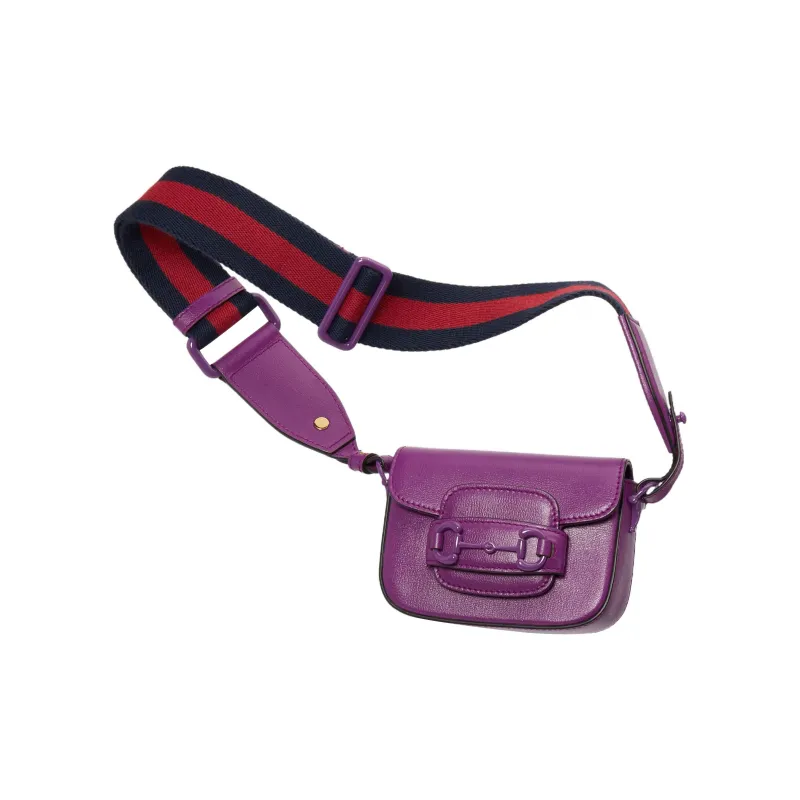 GUCCI Horsebit 1955 Leather Shoulder Bag, Crossbody Bag, Handbag Extra Mini Women's Purple-8