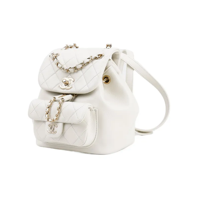 CHANEL Duma Cow Leather Backpack Trumpets Women's White-1