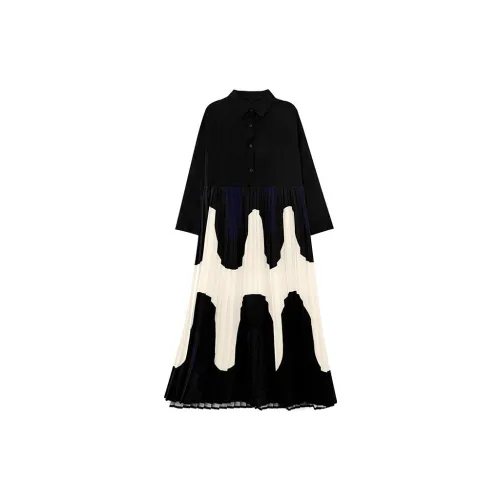 LUYUSHANYU Long-Sleeved Dresses Women's Black/White