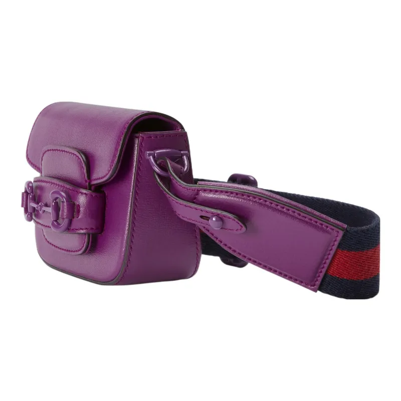 GUCCI Horsebit 1955 Leather Shoulder Bag, Crossbody Bag, Handbag Extra Mini Women's Purple-4