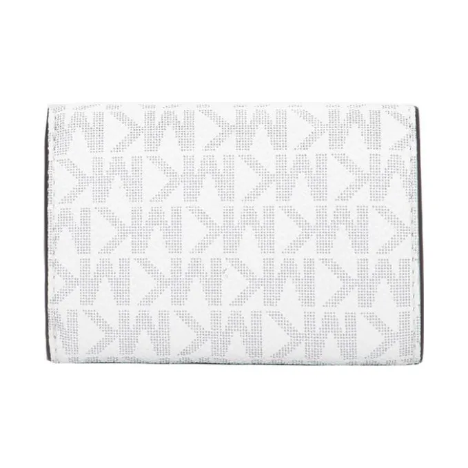 MICHAEL KORS Fulton Coated Canvas Card Holder Wallet Extra Small Women's White & Gray-1
