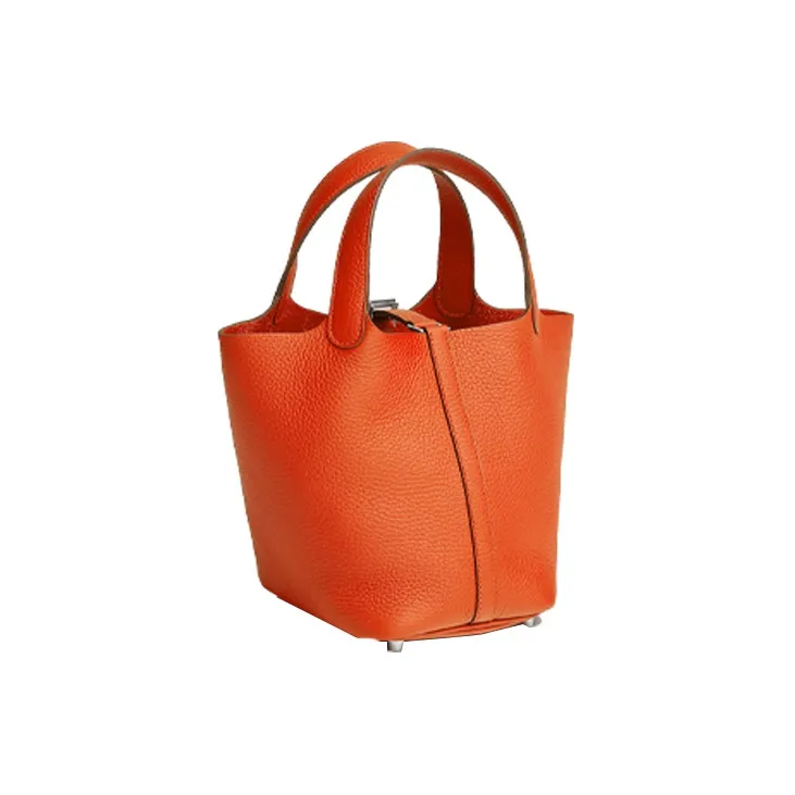 HERMES Picotin Lock Clemence Bullock Leather Basket Bag Handbag Bucket Bag Women's 0X Aluminum Dan Orange-2