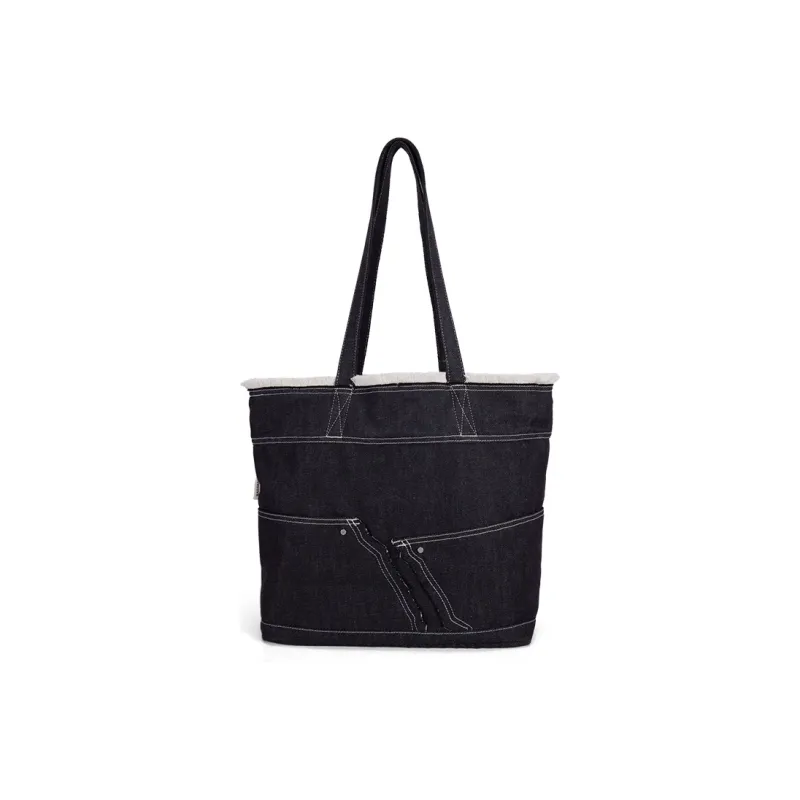 BAGSMART Canvas Canvas Bag Tote Bag Shopping Bag Shoulder Bag Unisex Black Ecru-2