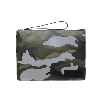 Valentino Leather Clutch Unisex Camouflage
