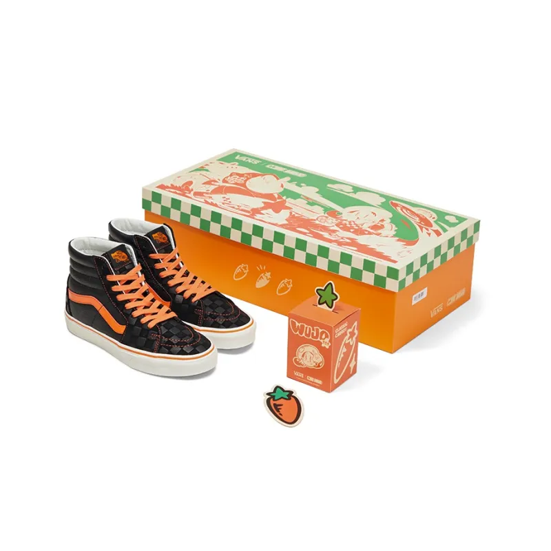 Miro&Wujo x Vans SK8 Year Of The Rabbit Limited Anti Slip Wear Resistant High Top Skateboard Shoes Unisex Black Orange-5