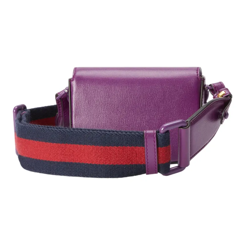GUCCI Horsebit 1955 Leather Shoulder Bag, Crossbody Bag, Handbag Extra Mini Women's Purple-2