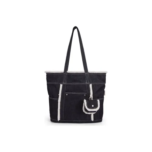 BAGSMART Canvas Canvas Bag Tote Bag Shopping Bag Shoulder Bag Unisex Black Ecru