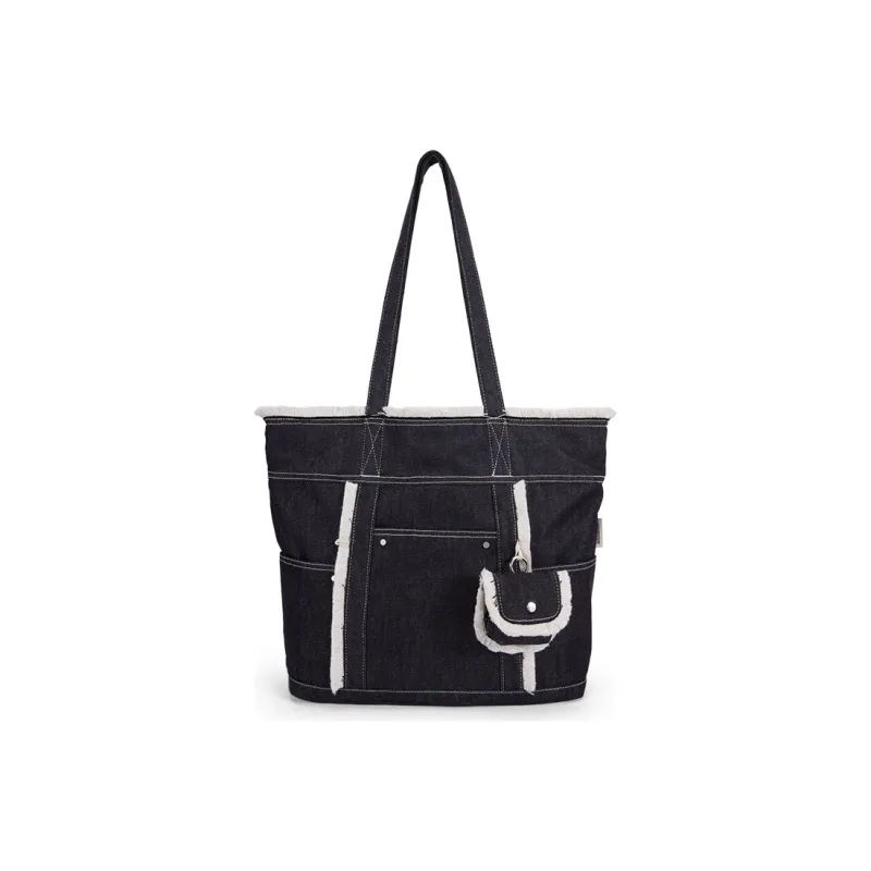 BAGSMART Canvas Canvas Bag Tote Bag Shopping Bag Shoulder Bag Unisex Black Ecru-0