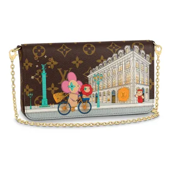 LOUIS VUITTON Félicie Pochette Vivienne Holiday Monogram Canvas/Pink