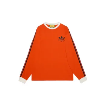 GUCCI x Adidas Adidas X Gucci Co branded Series SS23 T Shirt Men's Brick Red