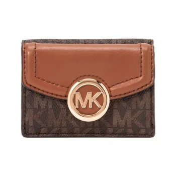 MICHAEL KORS Fulton Coated Canvas Card Holder Wallet Extra Small Women's Brown