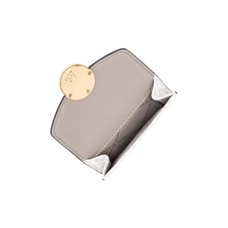 MICHAEL KORS Fulton Coated Canvas Card Holder Wallet Extra Small Women's White & Gray-3