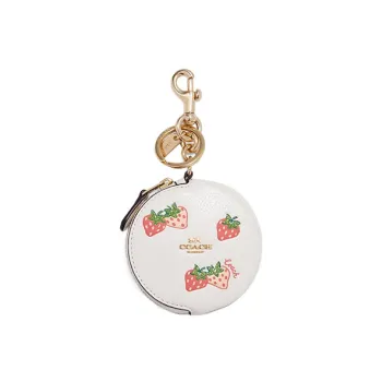 COACH Pouch High Quality Pebbled Leather Key Pouch Coin Purse Women's White
