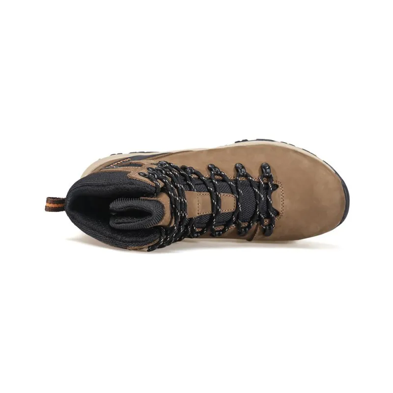 HUMTTO Leather Water Repellent Cushioned Wear Resistant Lightweight Water Resistant High Top Outdoor Shoes Light Brown-2