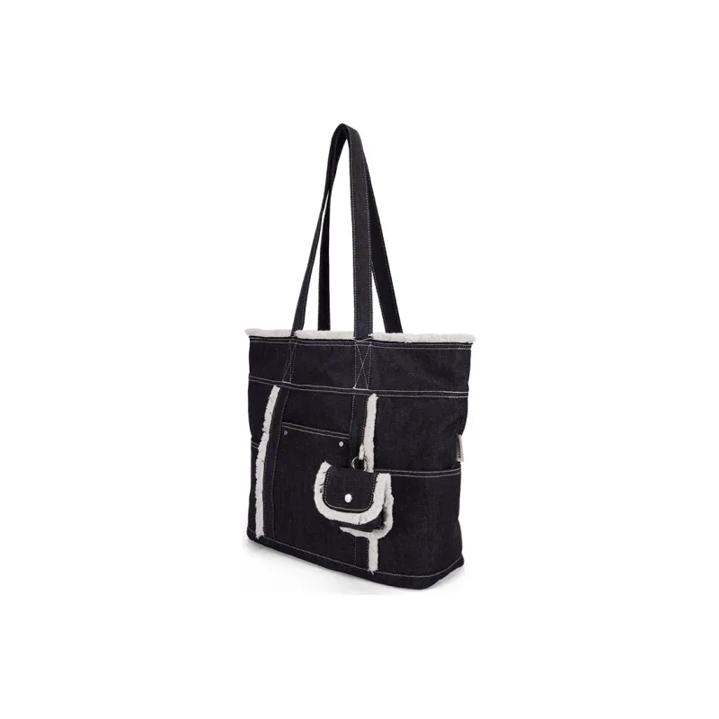 BAGSMART Canvas Canvas Bag Tote Bag Shopping Bag Shoulder Bag Unisex Black Ecru-1