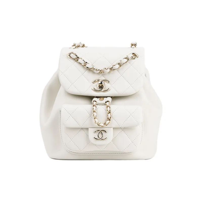 CHANEL Duma Cow Leather Backpack Trumpets Women's White-0